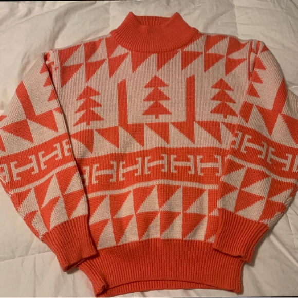 Vintage Nils Ski Sweater Pink Nit Retro Geometric 80s Wool Blend  Women’s Medium - Picture 1 of 7